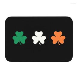 Carpets Shamrock Ireland Flag Mat de porte d'entrée Anti-glip Welcome Imperproof Irish St Patricks Day Paillit Kitchen Tapis Poot