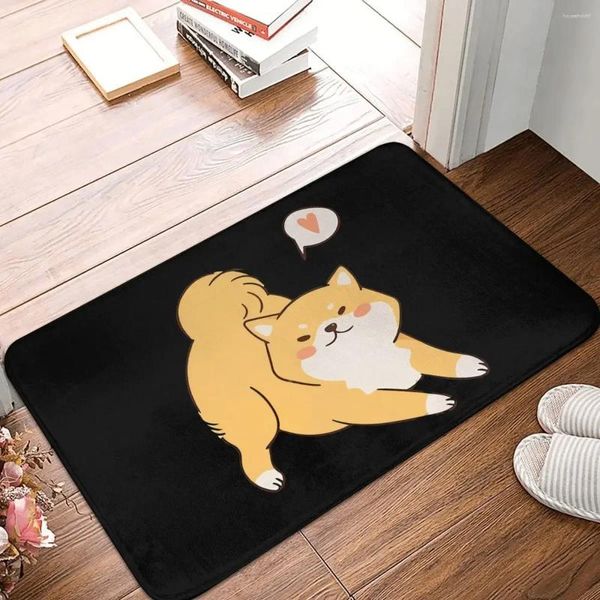 Tapis Shiba Inu Paillasson antidérapant Tapis de bain Mignon Amour Tapis de couloir Tapis de porte d'entrée Tapis de décoration intérieure