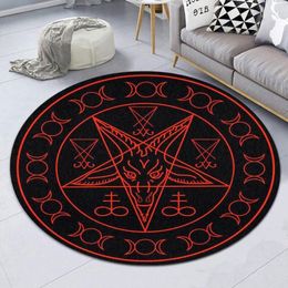 Tapijten sigil van baphomet en lucifer premium ronde tapijt gepersonaliseerde housewarming cadeau familie welkom mat grappig287o