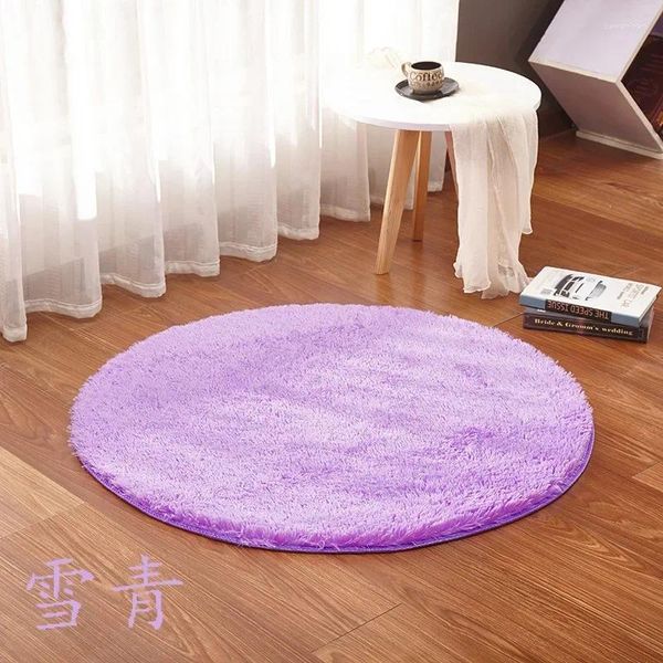 Carpets Silk Carpet Floor Mat d'ordinateur Chaise d'ordinateur Round salon Yoga Washable White