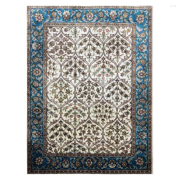 Tapis Tapis de soie Tapis fait à la main Décorer la chambre Tapis de sol Taille cadeau 1.5'X2'