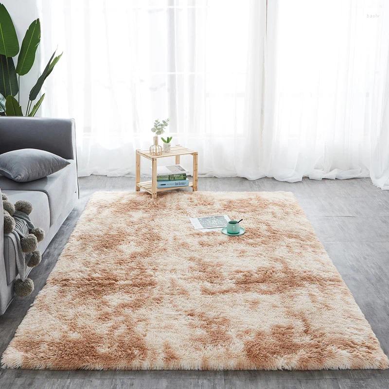 Carpets Silk Wool Carpet Tie-Dye Printed Simple Modern Style Living Room Decoration Study Bedside Bedroom Floor Mats