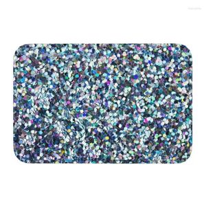 Tapis Paillettes d'argent Glitter Sparkle Diamant Porte Sol Bain Cuisine Tapis Bling Cristal Strass Paillasson Tapis D'entrée Tapis