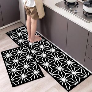 Carpets simples Blanc Lignes de cuisine Mat de sol de cuisine Anti-glissement chambre salon de lit de couloir de couloir