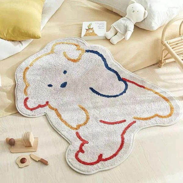 Tapis Simple Cartoon Chambre Lit Tapis Belle Maison Enfants Chambre Tapis De Sol En Peluche Étude Miroir