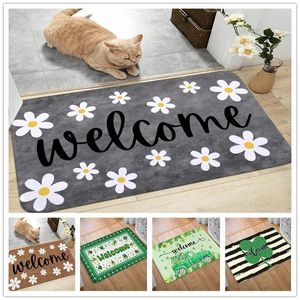 Carpets Simple Floral Printed Floor Raping Not Slip Bath Baign Mat de bain résistant aux tapis de porte de bienvenue Résistants Tapis de zone lavable pour la cuisine décor de la cuisine