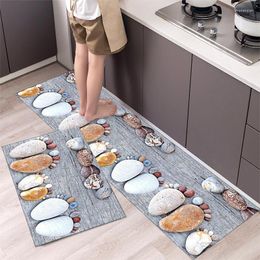 Tapijten eenvoudige Noordse anti-slip steenpatroon keukenmat tapijt tapijtbad ingang 3D-indruk antifouling deurmat moderne woningdecoratie