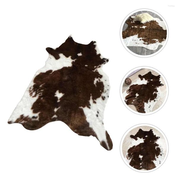 Tapis simulé motif de vache en peluche tapis lavable souples souples moteur de sol imprime