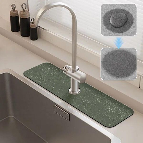 Alfombras Fregadero Grifo Mat Cocina Carept Baño Súper Absorbente Almohadilla de secado Antideslizante Protector de encimera Diatomite Splash Guard Alfombra