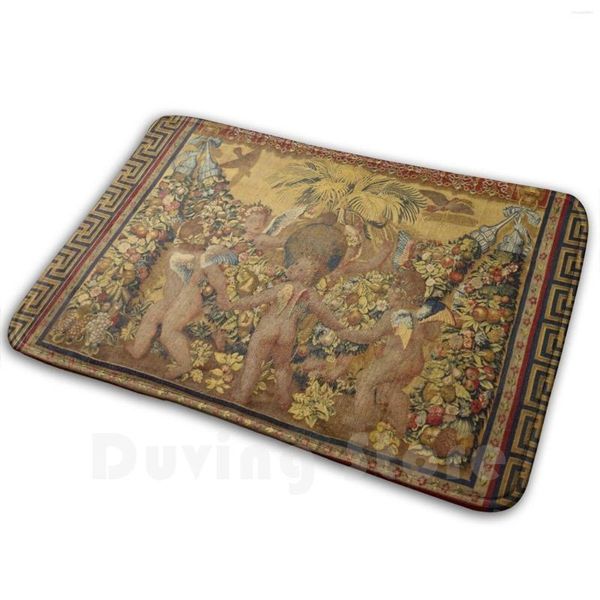 Tapis Six Putti Dancing Around A Globe And Palm Gold Yellow Brown Floral Renaissance Tapisserie Tapis Tapis Tapis Coussin Doux