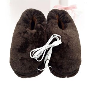 Tapijten slippers USB Verwarmde verwarming Voet elektrische schoenen Warmer pluche winterwarmers voeten vrouwen koud oplaadbare weers padup laarzen