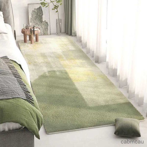 Tapis Petit vert frais longue bande imitation cachemire tapis absorbant couverture antidérapante chambre salon baie lit couverture