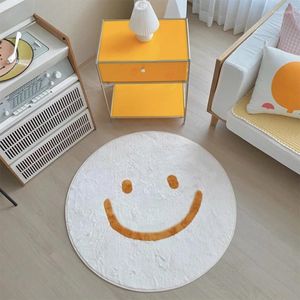 Tapis sourient rond tapis mignon cartonnerie moelleuse tapis de chambre à la maison décoration anti-glissement du sol de la porte du sol de la chambre d'enfants