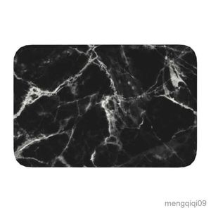 Tapis Tapis de porte en marbre noir fumé tapis de sol antidérapant texture abstraite tapis de cuisine de salle de bains tapis de garage tapis d'entrée de salon R230728