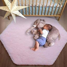Carpets doux et moelleux hexagone rose long tapis tapis hexagonal princesse tente pour enfants pour enfants
