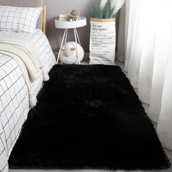 Alfombras Alfombra suave y esponjosa Alfombras modernas para dormitorio para habitación de niños Piso de guardería 2'x 3' Negro