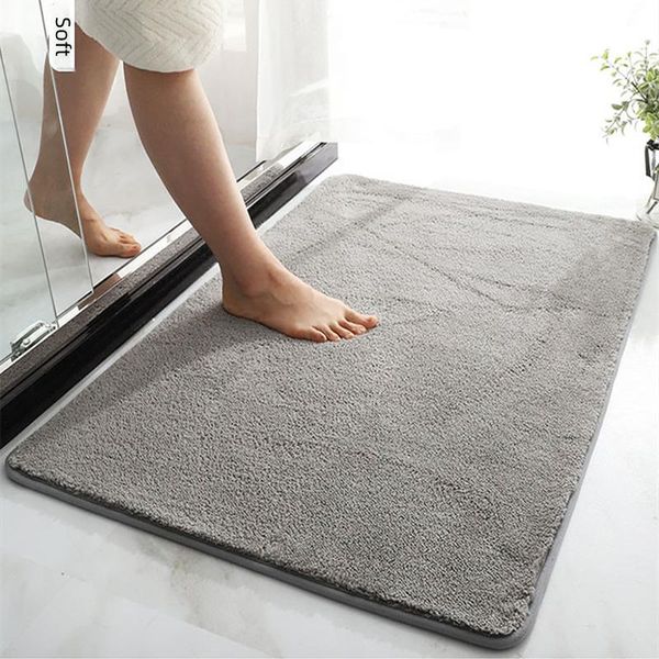 Alfombras Alfombra de baño de felpa suave Alfombra de baño Color sólido Absorción de agua Alfombra antideslizante Almohadilla para pies Piso de cocina Bañera Felpudos