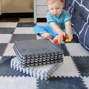 Tapijten zacht pluche kindermat baby speelgoed eva schuim puzzel tapijt warm speelmat voor woonkamer balkon grijs splicable 30 1 cm