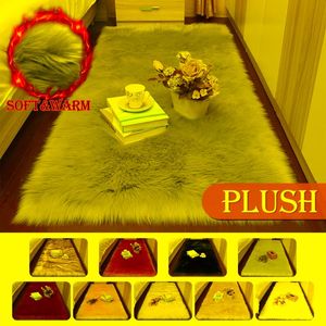 Carpets Soft Sheepskin Plush Carpet Imitation Bedside Mat Bedroom Decoration Sofa Cushion White Rugs Red Living Room Fur CarpetCarpets