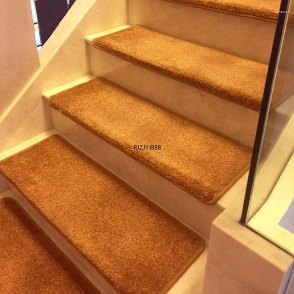 Alfombras Color sólido Escalera simple Estera de paso Dúplex Pie de madera Sin pegamento Autoadhesivo Antideslizante Pasos para el hogar Pasta Alfombra Apartamento