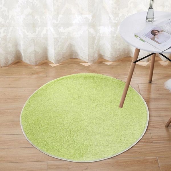 Tapis rond solide pour salon décor fausse fourrure tapis enfants courte peluche chambre chaise zone moderne tapis