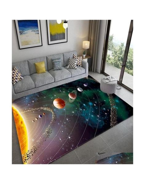 Tapis Espace univers planète 3D tapis de sol salon grande taille flanelle doux chambre tapis pour enfants garçons tapis de toilette paillasson5283937