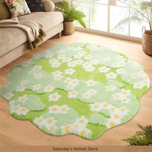 Carpets en forme de fleur en forme de tapis de tufting tapis doux moelleux du canapé-paillass