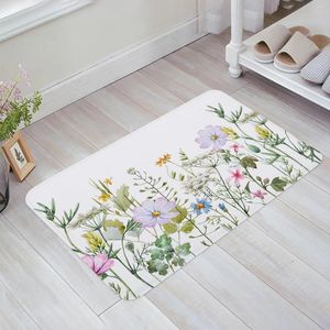 Tapis Printemps Fleur Vanille Fleur Sauvage Maison Paillasson Décoration Flanelle Doux Salon Tapis Cuisine Balcon Tapis Chambre Tapis de Sol