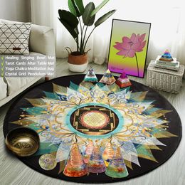 Tapijten Sri Yantra Round Tapijt Reiki Mandala Yoga Boeddhistische Meditatie Mat Dikke Fitness Sport Gym Tapijt Spiritueel zangkom Pad 100cm