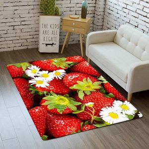 Tapis fraise 3D tapis salon filles tapis chambre enfants tapis de jeu doux flanelle décor à la maison cuisine sol salle de bain paillasson