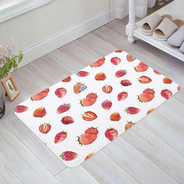 Tapis baies de fraise fruits de cuisine de cuisine de cuisine mat de sol décor du couloir du couloir de la maison