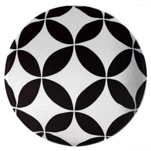 Carpets - Style-Black et White-Geometric Round Room Minimaliste Chambre Plux de tapis moelleux Fluffy