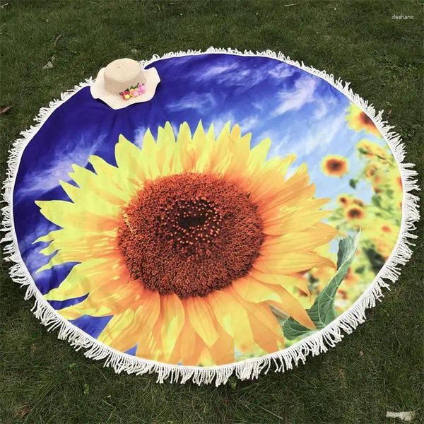 Carpets Mat de tournesol tapis de fleur imprimées pending suspendus pour décoration Hippie Beach Yoga