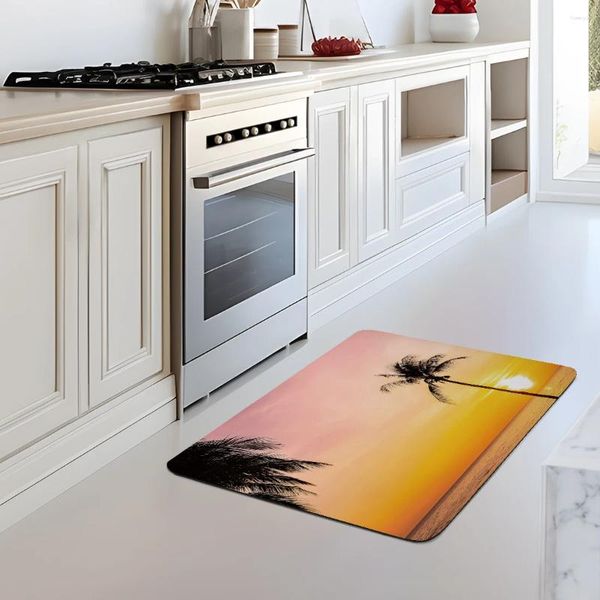 Tapis Sunset Coast Impression HD Tapis personnalisé Tapis de décoration de maison Cuisine pour salle de bain Porte de yoga antidérapante