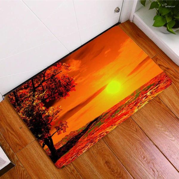 Alfombras Vista al atardecer impresión Mat de baño Cerma de ducha sin deslizamiento Alfombra Absorbente Conquero Palabra de pie suave Baño de baño Decoración del hogar