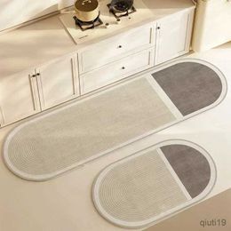 Tapijten Superabsorberende keukenmat Antislip diatomiet keukentapijt Elliptisch lang tapijt Eenvoudige lijn badkamermat Keukenbenodigdheden