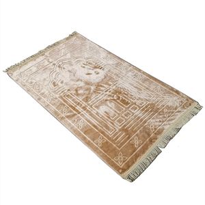Carpets Super Soft 110x65cm Prayer Rug Sajjadah Embroidery Islamic Muslim Tassel Tapestry Decoration Janamaz Eid Gift 230525