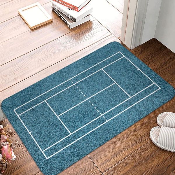 Tapis Court De Tennis Bleu Paillasson Salle De Bains Moderne Doux Salon Maison Tapis Antidérapant Tapis De Sol Bain