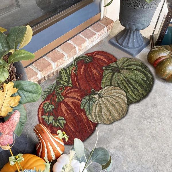 Carpets Thanksgiving Day Pumpkin tapis mignons automne bienvenue tapis de porte de bienvenue non glissable maison de cuisine de cuisine de chambre à coucher en polyester