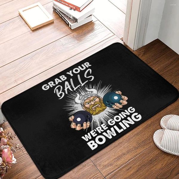 Alfombras La gran alfombra de baño de Lebowski agarra tus bolas Vamos a jugar bolos Viking Flannel Flannel Alfombra Rug Decoración del hogar