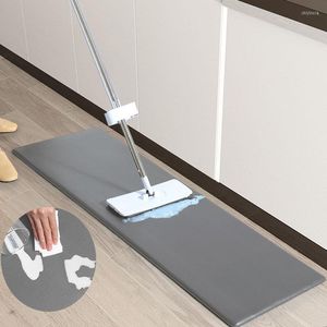 Tapis épais 1.2 cm PU cuir tapis de cuisine étanche sol Anti Fatigue huile tapis slip paillasson chambre tapis noir