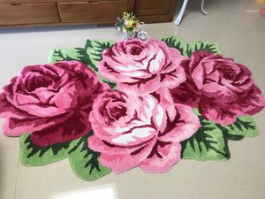 Tapis Épais Rose 4 Rose Chambre Tapis Mariage Tapis De Mariage Chevet 3D Tapis Fleur Rouge Salon Table Plancher Cuisine Tapis De Bain1