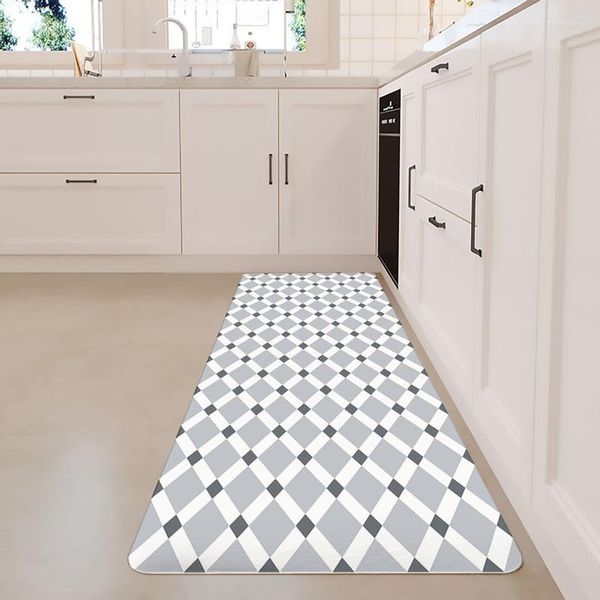 Tapis épais PVC imperméable tapis de cuisine 10MM épaisseur paillasson d'entrée moderne géométrique antidérapant tapis de sol PU tapis résistant à l'huile