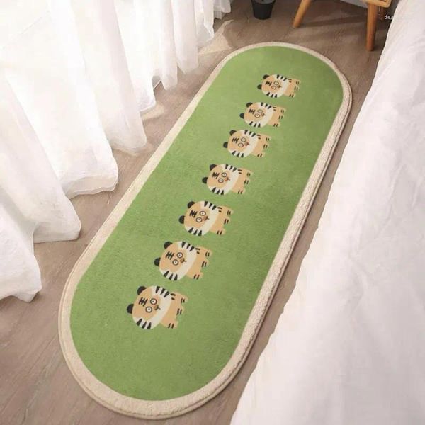 Tapis épaissir ovale salon Imitation agneau velours antidérapant mignon dessin animé fourrure tapis pour chambre chevet décoratif tapis de sol