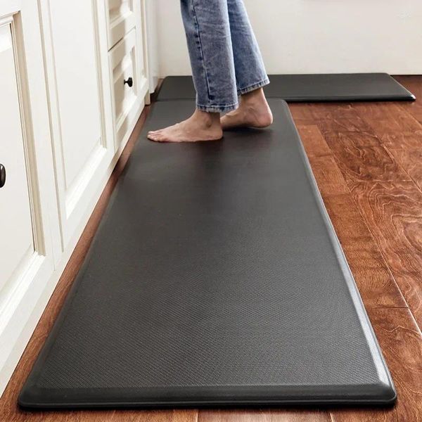 Tapis épaissis de cuisine en cuir PU anti-glisser un tapis d'huile de pied résistant à l'huile ménage lavable et tapis à bande longue effacée