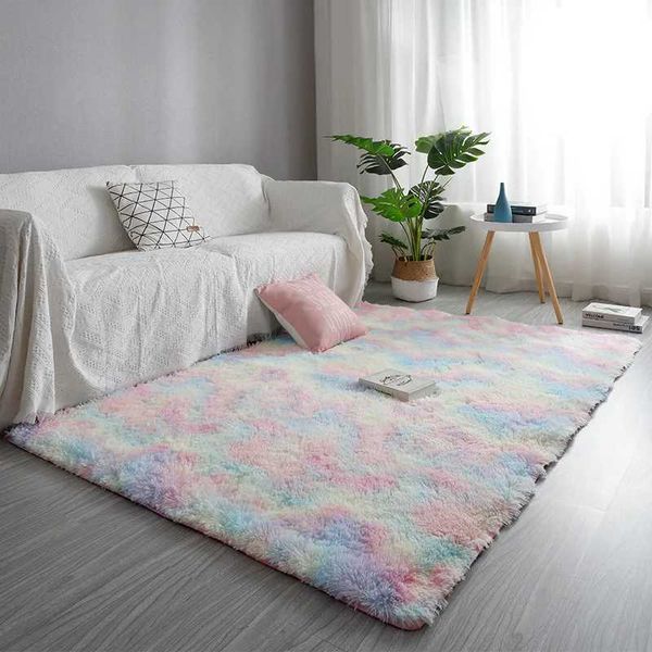 Carpets Tie-dye Couleur Gradient Nordic Long Clair Carpet Bedroom Bed Mat Salon Roard Table basse