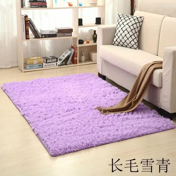 Alfombras La mesa de café de terciopelo de alfombra teñida de alfombras se puede lavar la mesa de café de terciopelo largo puede lavar la alfombra del piso llena de dormitorio blanco