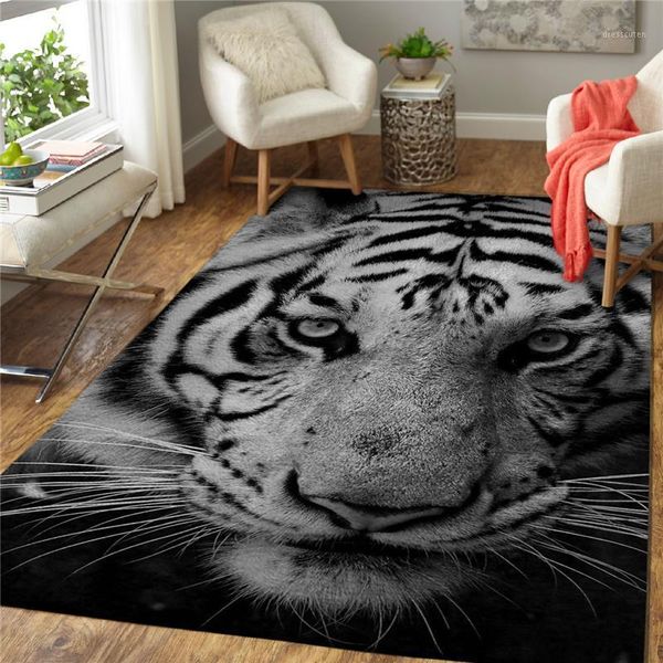 Tapis Tiger Rug Area Funny Dog Collection Tapis de sol antidérapant Salle à manger Living Soft Bedroom 02