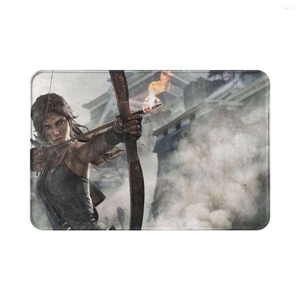 Carpets Tomb Raider Game Bathroom Carpet sans glissement Lara Croft Bedroom Mat bien bienvenu Decoration Home Decoration tapis