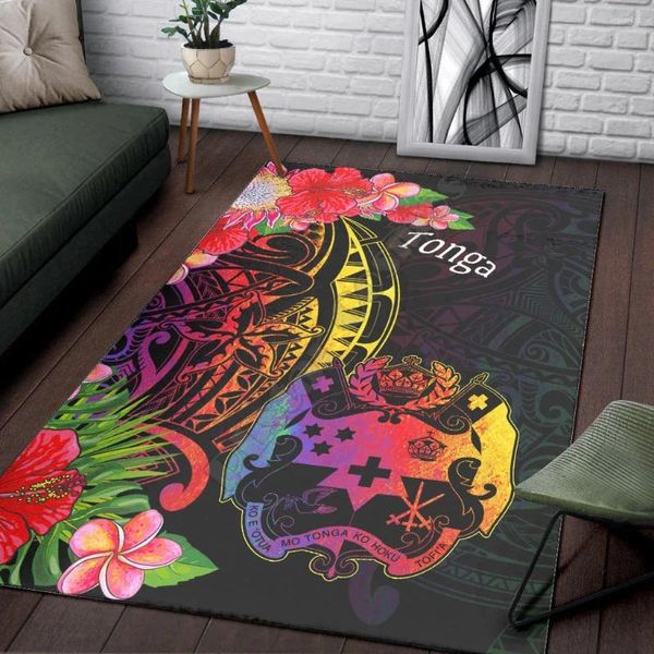 Carpets Tonga Area Rapis Tropical Hippie Style Tapis Mat pour le salon Paillance de flanelle Print Chambre sans glissement.